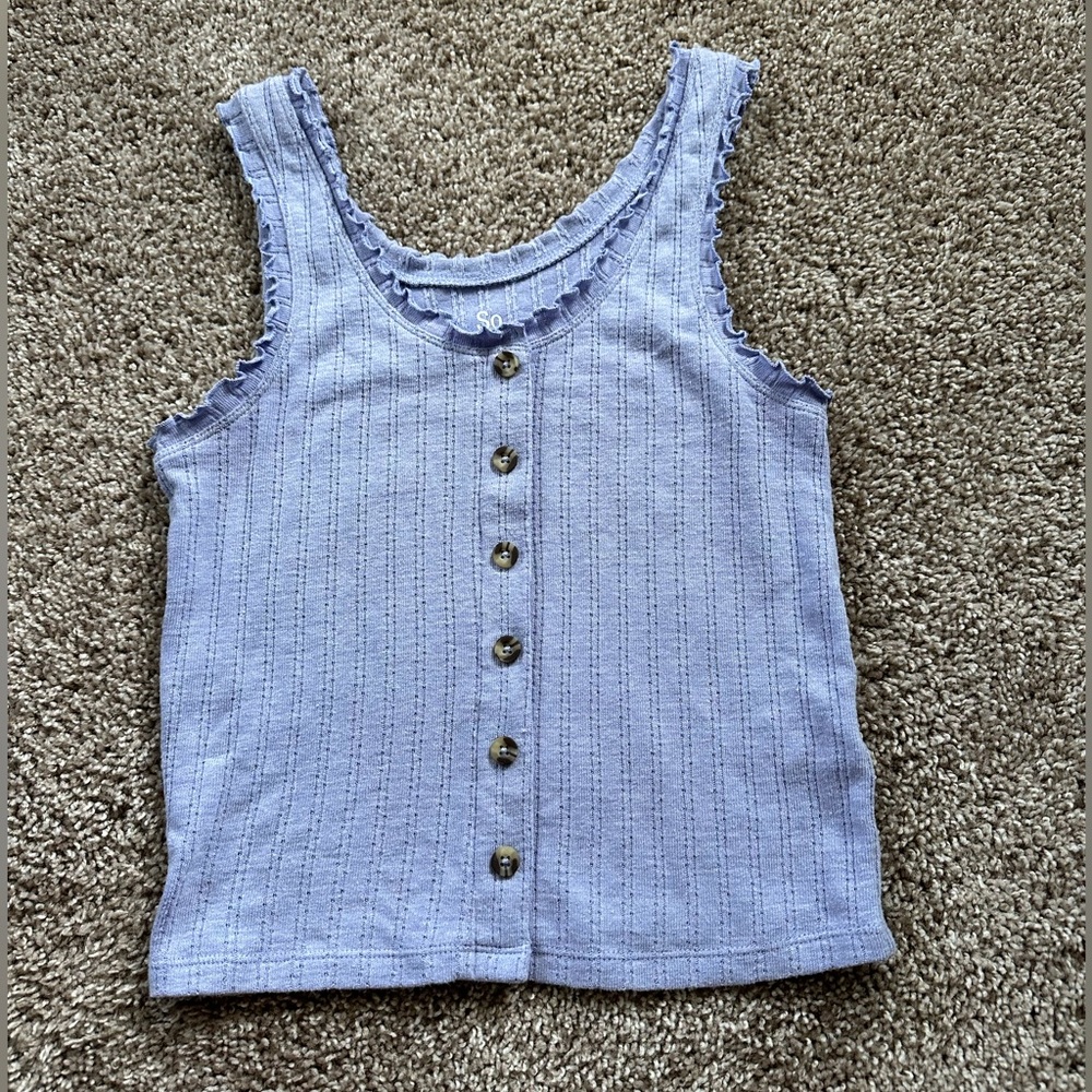 SO lavender lettuce ruffle tank top